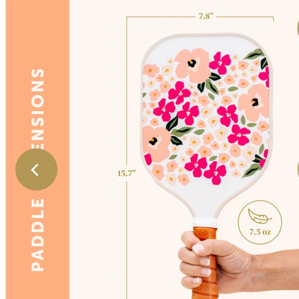 NEW WITH TAGS! THE DARLING EFFECT Pickleball Paddle Lively Flora Pink - Picture 6 of 11